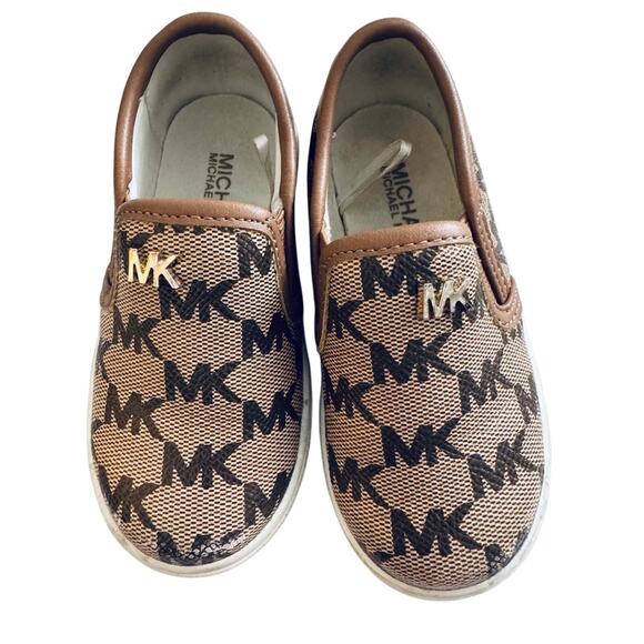 EUC MICHAEL KORS MONOGRAM PRINT LOGO SNEAKERS LITTLE KIDS 6 - Picture 1 of 4